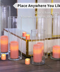 LED Flameless Candles With Remote Battery Operated 8 Pack Real Wax Look Pillar Candles in glass holders for events