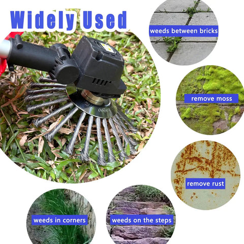 10 Inch Steel Wire Weed Wheel Brush Trimmer Head For Weed Eater And Weed Wacker Rotary Brush Cutter Head With Adapter Kit used on grass