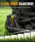 16 Inch Push Reel Lawn Mower With 5 Cutting Blades And Adjustable Height, Removable 8 Gallon Grass Catcher, Easy No Fuss Cut For Yards And Gardens, Clean Level Cut, Durable Black Finish close-up of 6-level height adjustment