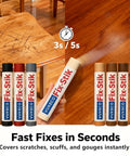 Wood Repair Wax Stick Kit With 10 Colors For Scratches Holes Chips And Scuffs Fast Fix No Mess Furniture Touch Up displayed on table