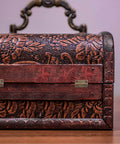 Side view of wooden box with Miniature Iron Hinges 1.2 Inch Folding Decorative Hinges for Jewelry Boxes and Cabinet Hardware Antique Style Handy 50 Piece Set with 200 Screws for Wooden Furniture Restoration and DIY Projects