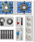 Heavy Hitter Portable Line Boring Machine For Diesel Engine Machining 110V components including rods, rollers, and tools.