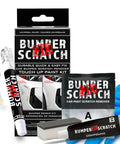 All In One Car Bumper Scratch Remover Kit That Fixes Paint Transfer Scuffs And Light Scratches With A Clear Touch Up Pen Wipes And Compound For All Paint Colors Easy DIY Auto Paint Repair with packaging and components.