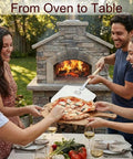 Group using Pizza Peel 12 By 14 Aluminum Paddle With 21 Inch Detachable Wooden Handle near outdoor stone oven