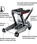 2 Ton Triple Lift Floor Jack For Cars Trucks Motorcycles ATVs And More Replaces Multiple Jacks With A Wide Lift Range From 5.5 Inches To 17.5 Inches Ultra Stable With Locking Safety Bar