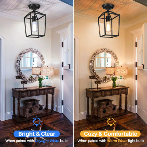 Two Pack Farmhouse Semi Flush Mount Ceiling Lights For Hallways And Entryways Industrial Close To Ceiling Black Lighting Fixtures