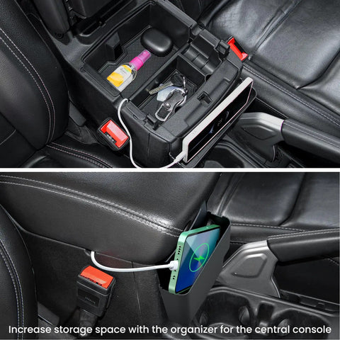4 Piece Center Console Organizer Kit For Jeep Wrangler JL JLU 4Xe 2018 2026 Gladiator JT 2020 2026 installed in vehicle