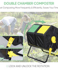 Dual Chamber Compost Tumbler With Easy Turn Sliding Doors For All Season Outdoor Use Heavy Duty 37 Gallon Black Bin Built For Fast Efficient Odor Reducing Composting In Any Weather