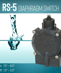 RS 5 115 Volt Piggyback Diaphragm Pump Down Switch for Sump or Utility Pumps with Water Flow Illustration