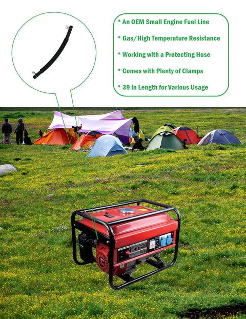 Generator Fuel Line Kit 3/16 Inch ID, 3/8 Inch OD, 39 Inch Long With 20 Clamps shown with portable generator