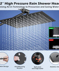 High Pressure Rain Shower Head With Handheld Spray Combo 12 inch large rainfall head with anti-blocking nozzles and adjustable ball joint