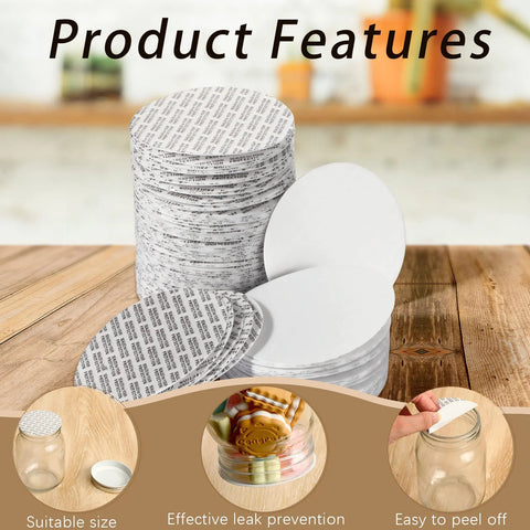 100-piece 70 mm white foam jar lid liner set; round, heat-resistant sealing discs