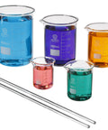 Set Of Four 600 mL Borosilicate Glass Beakers For Lab Classrooms And Research, Lab Grade Chemistry Equipment With Pour Spouts