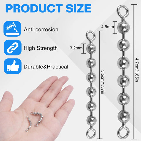 Rugged Stainless Steel Fishing Beads Chain Swivels For Saltwater And Freshwater Angling High Speed Catfish Trolling Swivels With Smooth Rotation And Rust Resistant Design Durable Tackle Gear For Long Lasting Reliable Performance, 3.5cm size shown