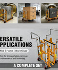 1800 Kg Hydraulic Machinery Mover And Furniture Dolly For No Sweat Heavy Duty Equipment Transport With Adjustable Forks And Foam Pads, 2 Piece Cabinet Mover For Safes And Cupboards, Smooth Warehouse Moving. orange hydraulic mover with adjustable forks and foam pads