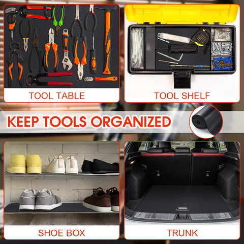 Heavy Duty Tool Box Drawer Liner One Eighth Inch Thick 24 Inch Wide 32 Feet Long Non Slip Grippy Rubber Shelf Mat for tool organization