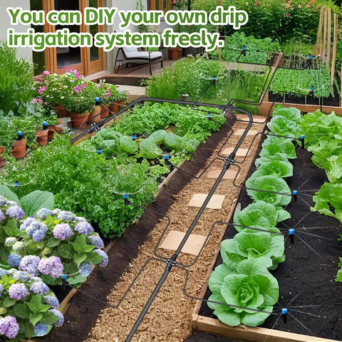 All In One 240 Foot Drip Irrigation Kit With Quick Connects For Raised Beds And Greenhouses Includes Half Inch Main Hose