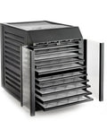 Super Durable 10 Tray Electric Food Dehydrator Featuring Smart Digital Interface And Quick Dual Drying Zones, with open trays.