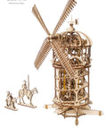 Eco Friendly 585-Piece 3D Windmill Puzzle Kit With Moving Parts, Wooden Model Build Set For Adults And Kids, windmill with horse figures