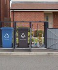 Heavy Duty Outdoor Trash Can Storage Shed For Three Bins With Flip Up Lids And Lockable Doors Galvanized Steel Utility Enclosure