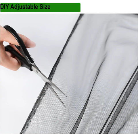 Ultrafine 10x13Ft Patio Bug Netting, Heavy Duty UV Resistant Mesh Made From Nanocomposite PP being cut with scissors