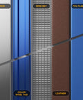 Sample materials cut by Cordless Metal Shears for 20V Max 14GA Cutter, including iron, wire net, leather, and PVC plastic.