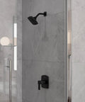 Single Handle Shower Valve Trim With Hot And Cold Indicator, Pressure Balance Functionality, All Metal Construction, Matte Black Finish
