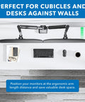 Heavy Duty Dual Monitor Desk Mount Featuring Smooth Gas Spring Float For 17 To 32 Inch Screens ergonomic view of monitors on a desk