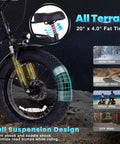 Fat Tire Electric Tricycle For Adults Foldable Three Wheel E Trike with full suspension and 20" x 4.0" fat tires