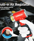 Workhorse 3 Inch Air Sander And Angle Grinder With Roll Lock Wheel Set, showing built-in air regulator and speed control