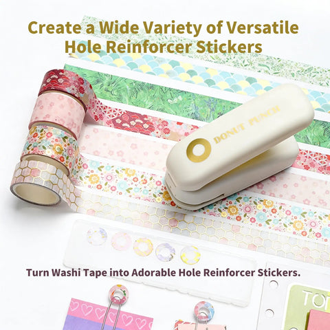 Killer Precision Donut Punch For Washi Tape And Paper Crafting Tool For Ring Binder Hole Repair and Planner Sticker Making with Super Sturdy Grip.
