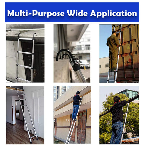 Telescoping Aluminum Ladder 20.3Ft Extension With Detachable Hooks EN131 Standard 330 Lb Load Capacity Adjustable Height In 15.7 Inch Increments Lightweight Built Like a Beast Portable Home Use Step Ladder For Ceiling Lights Painting And Hanging Decor, multi-use scenes
