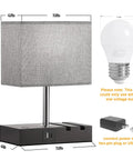Fully Dimmable Bedside Lamp With Touch Control, USB C And USB A Charging Ports, 12.3 Inch with light bulb and power adapter
