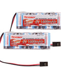Two Pack 6V NiMH RC Receiver Battery Pack With Hitec Connector 1600mAh High Capacity Flat Side By Side RX Battery For RC Cars And Planes 5C Discharge Lightweight 131g Each