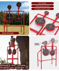 Double Spinner Shooting Targets Three Eighths Inch Thick Steel Auto Reset Target System With Four Plate Sizes displayed outdoors