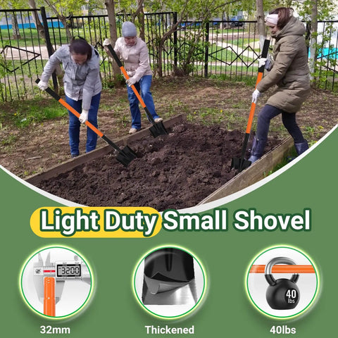 People using Handy Small Garden Shovel For Digging And Planting With 43 Inch Metal Handle Square Trench Spade in a garden