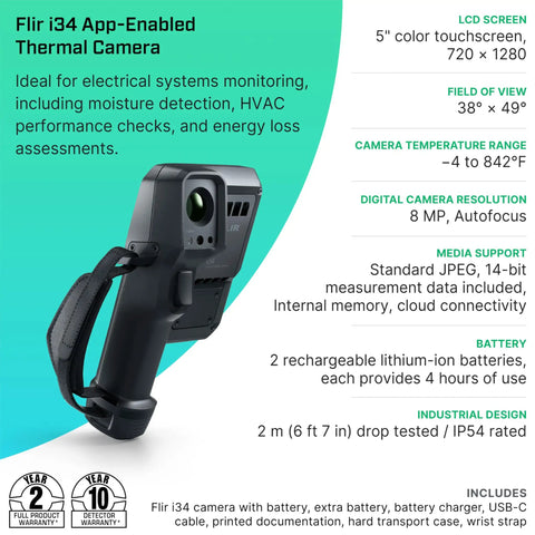 I34 240X320 App Enabled Thermal Camera With ACE OS Pro Grade Thermal Imaging AssetLink Wi Fi Cloud Ignite Integration product description