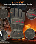NFPA 1971 Certified Fire Fighter Glove With 2D Curved Fingers showcasing heat resistance and reinforced knuckles for firefighting.