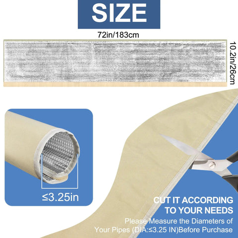 Copper Pipe Insulation Cover For Outdoor AC And Heat Pump Lines, 72 Inch By 10.2 Inch Flexible Foam Sleeve, shown with scissors