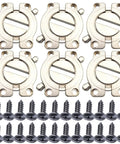 Rock Solid Zinc Alloy Furniture Connectors, Heavy Duty Round Fasteners with Pre Installed Screws, pack of 6, angled view.