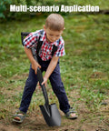 Child using Compact 31 Inch Garden Shovel With D Grip Handle For Tight Spaces And Raised Beds Rust Proof Lightweight Metal Tool