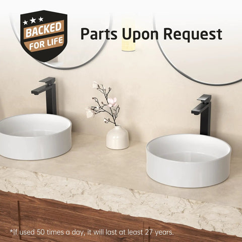 Dope Matte Black Tall Vessel Sink Faucet For Single Hole Bathroom Setup Stainless Steel Lead Free 18 8 NSF And CUPC Certified California CEC Compliant Modern Waterfall Style in modern vanity setup