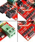 Dual DC Motor Driver Module XY 160D 160W 7A L298 H Bridge For PWM Controllers Six Point Five Volts To 27 Volts Power Range Ideal For RC Cars And Automation Projects Great For Robotics Automation RC Hobbyists And DIY Makers red PCB with screw terminals