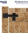 Heavy Duty 6 Inch Farm Flip Gate Latch For Outdoor Wood Fence And Barn Doors, Solid Black Gate Lock Hardware, Reversible 360
