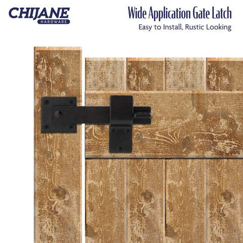 Heavy Duty 6 Inch Farm Flip Gate Latch For Outdoor Wood Fence And Barn Doors, Solid Black Gate Lock Hardware, Reversible 360