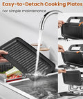 3 In 1 Sandwich Maker Waffle Maker With Removable Plates And Panini Press, grill plate being washed under faucet