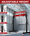 Heavy Duty 3 Ton Gantry Crane 6600 Lbs Heavy Liftin Power With Manual Trolley Hook And Shackles Portable Workshop Hoist adjustable height view.