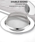 Two Pack 304 Stainless Steel Kitchen Sink Strainers With Wide Rim 4.5 Inch Diameter Rust Resistant Thick Two Ply Rim
