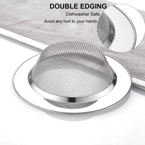 Two Pack 304 Stainless Steel Kitchen Sink Strainers With Wide Rim 4.5 Inch Diameter Rust Resistant Thick Two Ply Rim