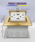 Soft Pop Up Floor Box Kit With 4A USB Charging, 20A Tamper Resistant Weatherproof Receptacle, Nickel Cover, product dimensions